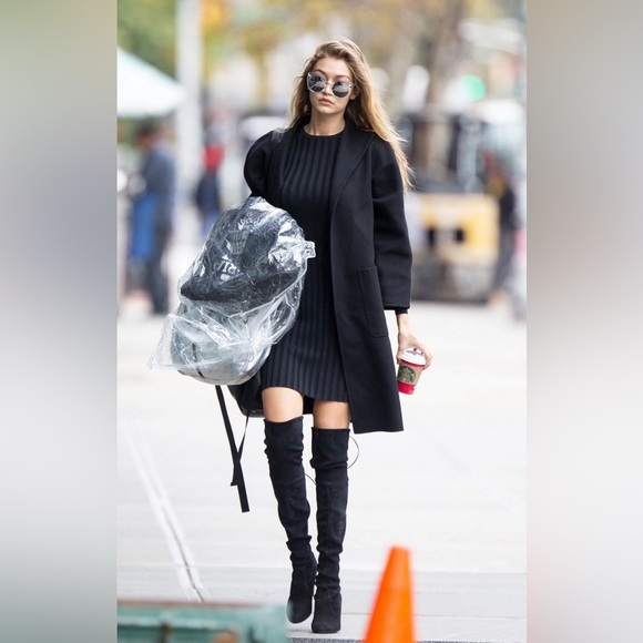 Stuart Weitzman black suede Lowland over-the-knee flat boots - size 7 - Picture 10 of 16